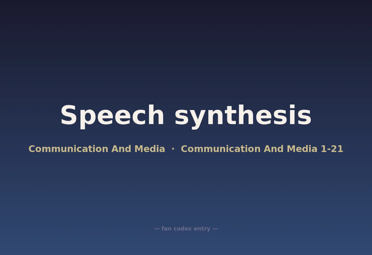 Speech synthesis